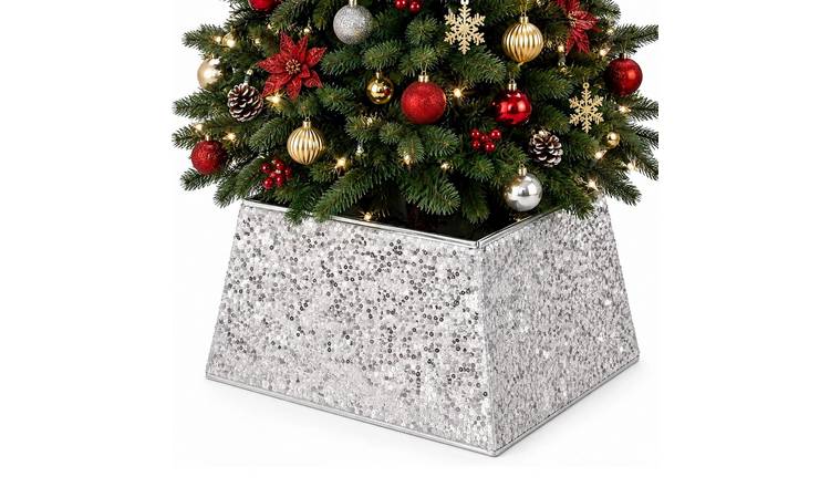 My Christmas Square Folding Christmas Tree Skirt - Silver