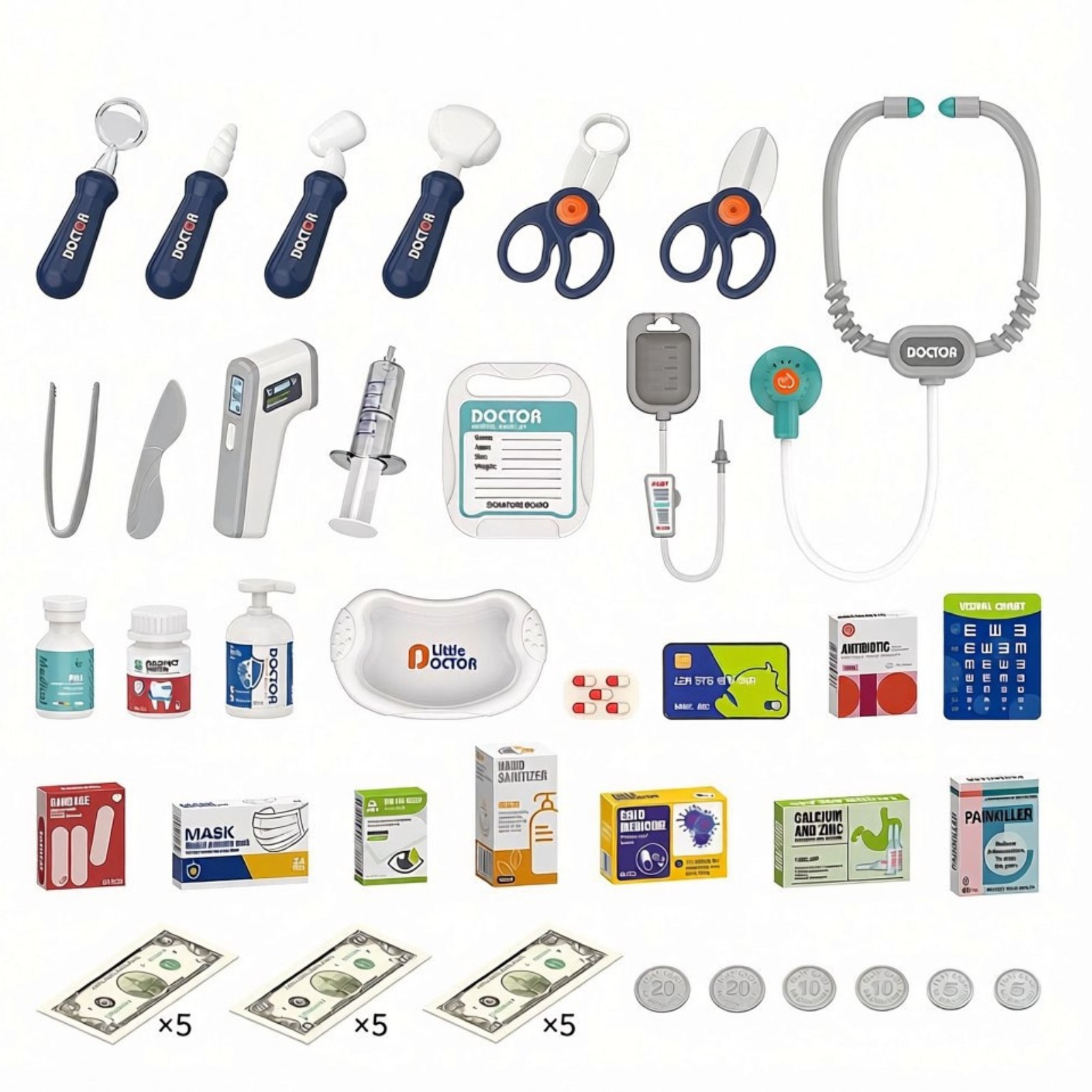 deAO Medical Station Doctor Kit - Pink - Image 3