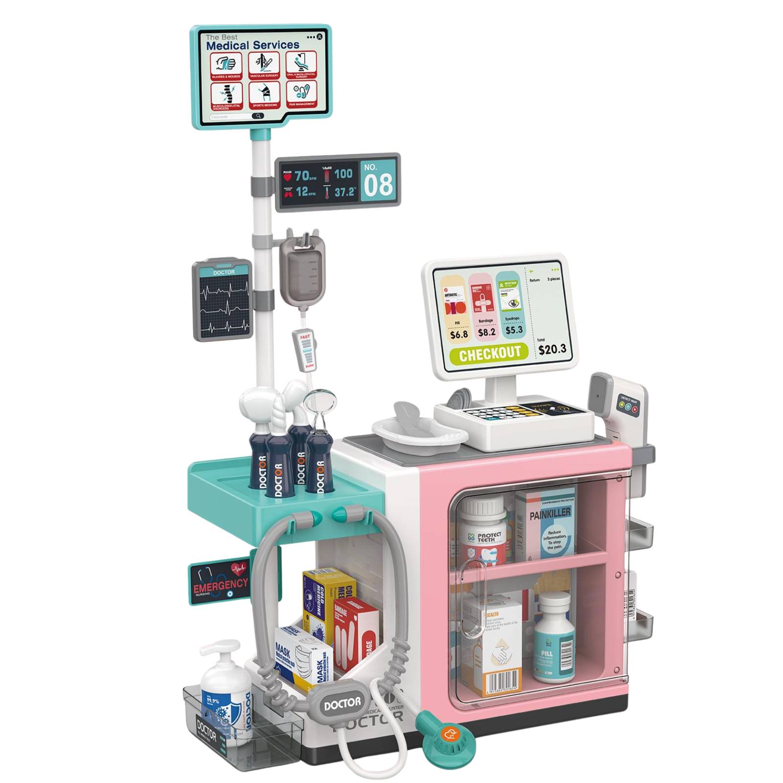 deAO Medical Station Doctor Kit - Pink - Image 4