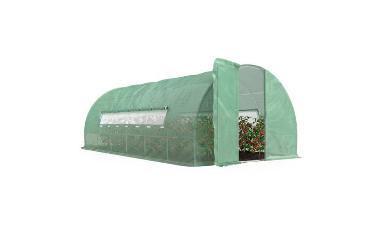 Outsunny Galvanised Steel Garden Tunnel Greenhouse - Green