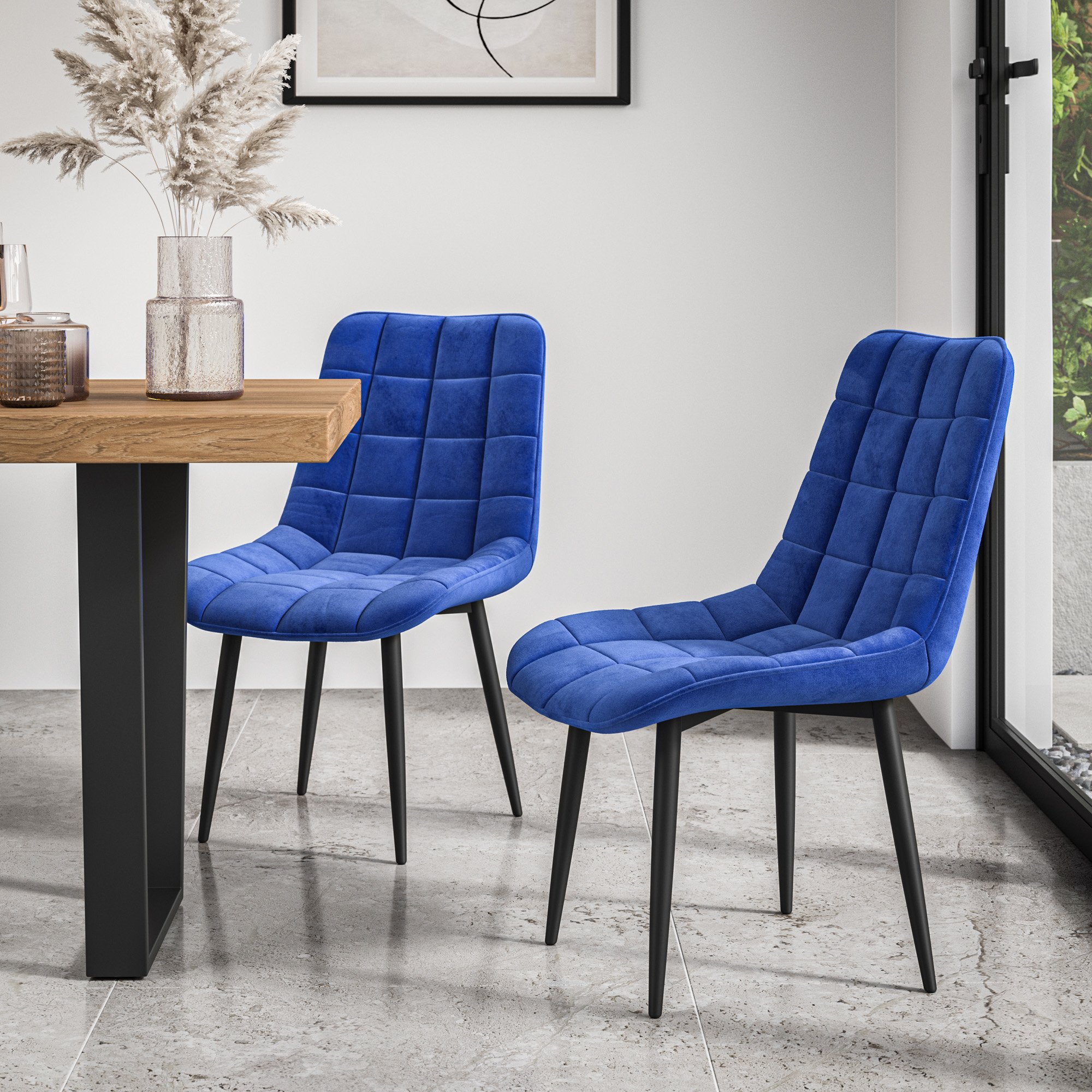 Furniture Online Haydon Nova Marble Effect Dining Table & 6 Blue Chairs - Image 5