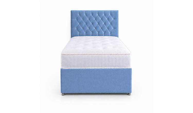 Comfy Deluxe 4ft Small Double       Velvet  Divan Bed Set -  Sky Blue