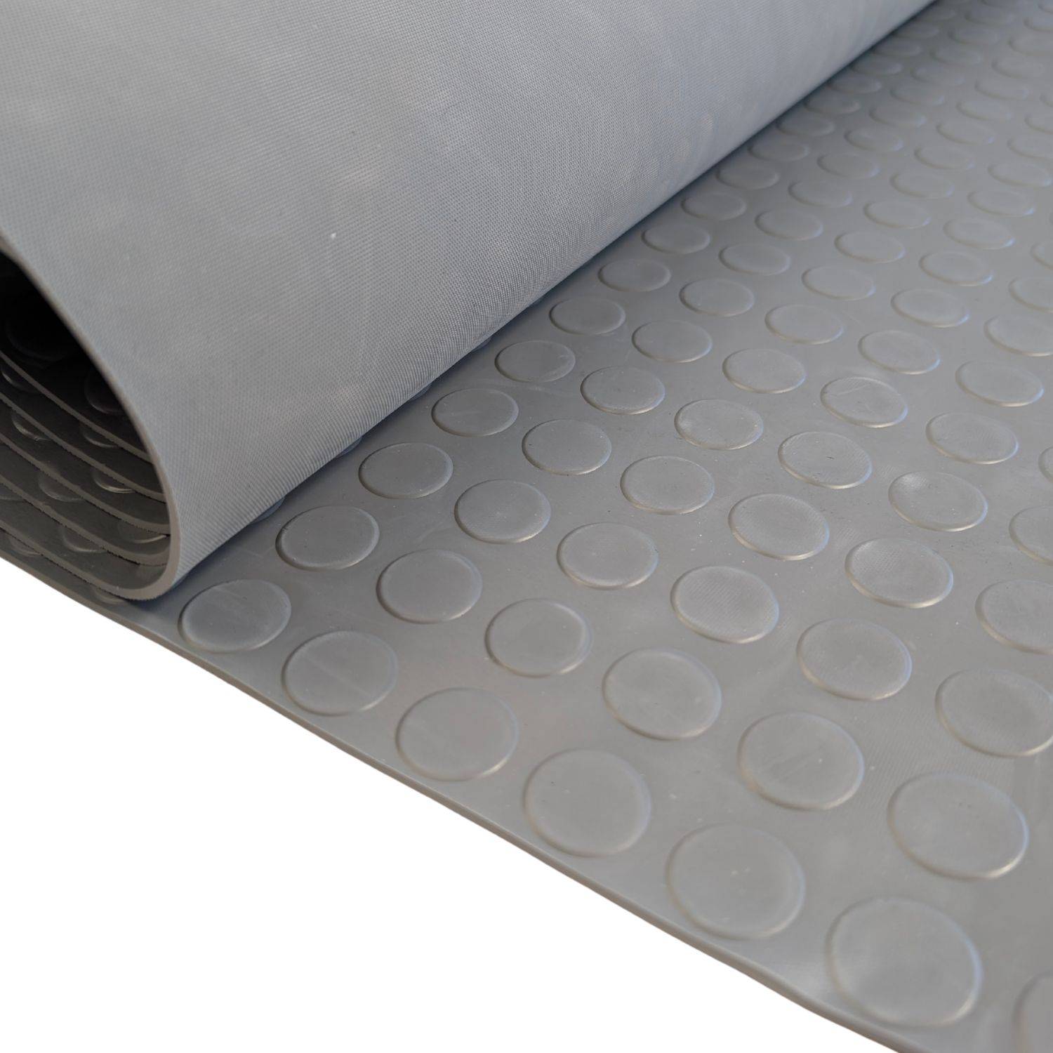 Ark Mat Grey 3mm Thick Coin Rubber Flooring Roll - 1m x 2m - Image 1
