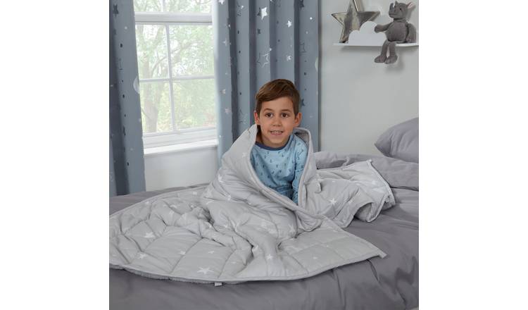 OHS Kids Printed 3kg Weighted Blanket 100x150cm - Grey Star