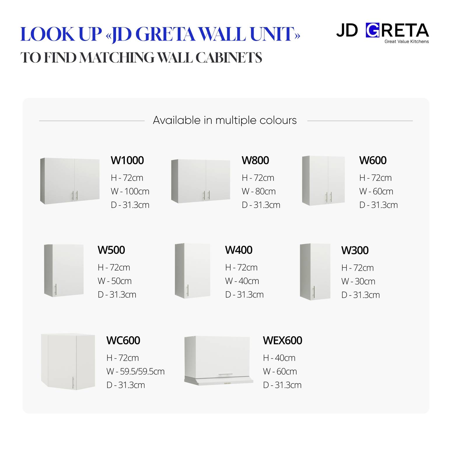 JD Greta 600mm Wall Cabinet with 2 Doors - White Gloss - Image 4