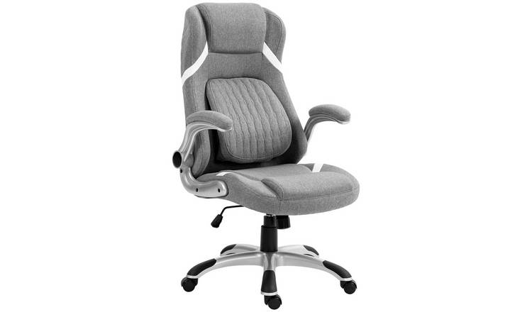 Vinsetto Linen-Look Fabric High Back Computer Desk Chair - Grey