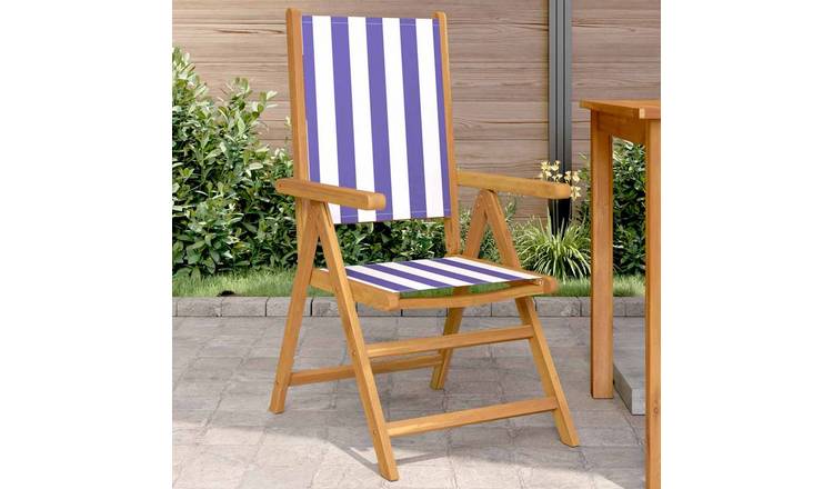 Walplus 2 Piece Wood Folding Chairs - Blue and White - 57 x 70 x 109 cm