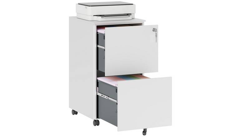 Vinsetto 2 Drawer Steel Mobile File Cabinet - White