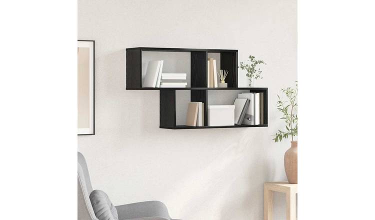 Walplus Engineered Wood Wall Shelf - Black - 100 x 20 x 53 cm
