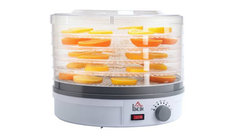HOMCOM 5 Tier Food Dehydrator with Adjustable Temperature - White