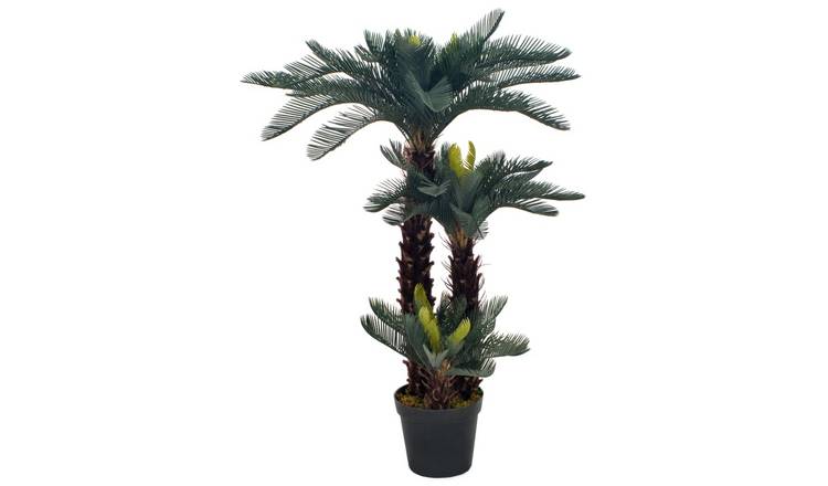 Walplus Artificial Cycas Palm with Pot - Green and Brown - 125 cm