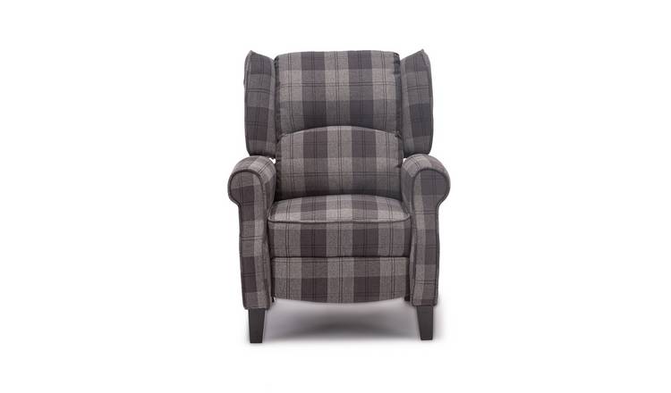 Furniture Online Eaton Wingback Fabric Pushback Recliner Chair - Charcoal