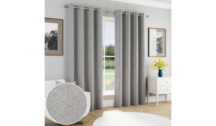 Enhanced Living Chester Eyelet Blackout Thermal Curtains - 168 x 229cm - Grey