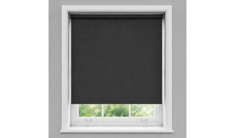 New Edge Blinds Black No Drill Blackout Roller Blind - 80cm x 165cm