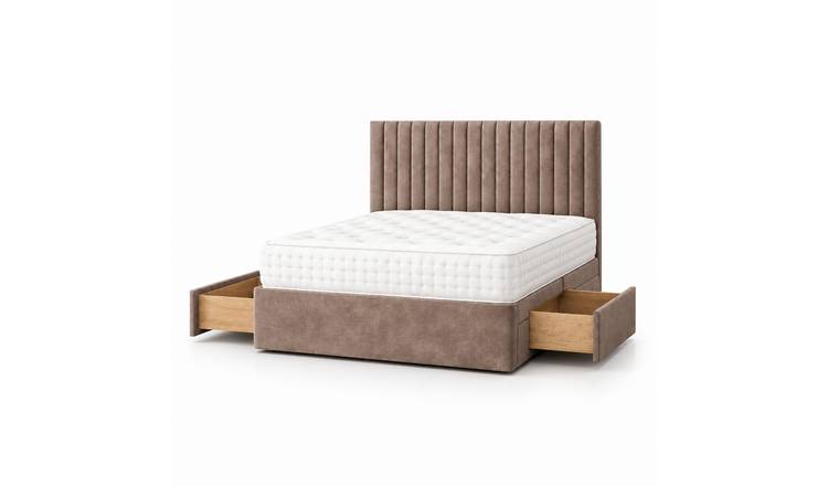 Comfy Deluxe 4ft6 Double    2 Drawer Suede  Divan Bed Set -  Beige