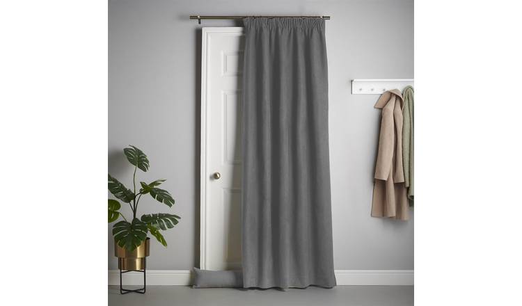 Luxury Living Velvet Chenille Taped Door Curtain 137cm x 213cm - Slate