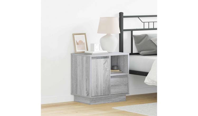 Walplus 1 Drawer Engineered Wood Bedside Cabinet - Grey - 50 x 34.5 x 50 cm