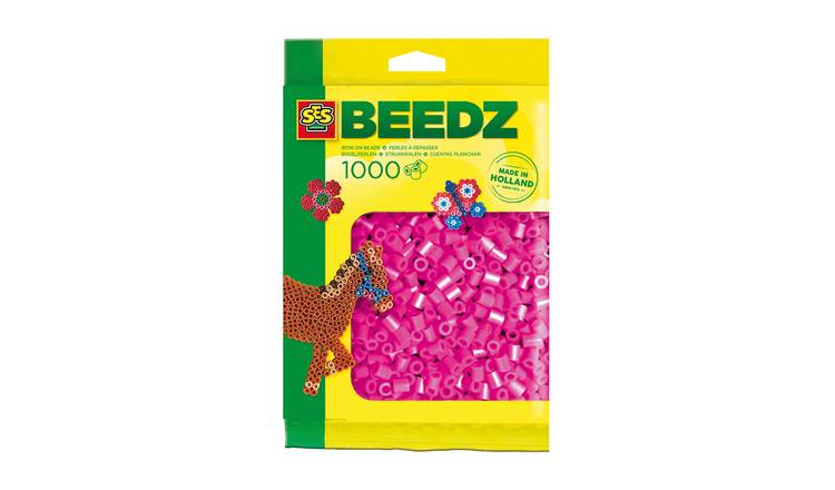 SES Creative Iron On Beads 1000 Piece Craft Set - Neon Pink