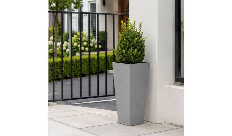 Fargro Home and Garden 80L Polystone Tall Tapered Square Pot - Light Grey