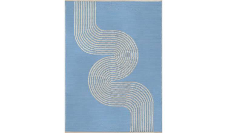 The Rugs Blue Urban Reversible Wave Outdoor Rug - 240 x 340cm