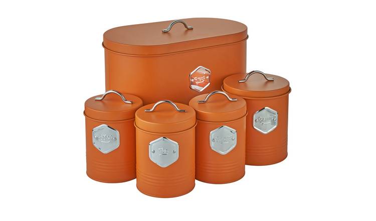 Cooks Professional 5 Piece Kitchen Cannister Storage Set - Orange/Silver