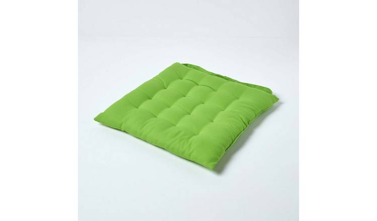Homescapes Cotton Seat Pad Chair Cushion - Lime