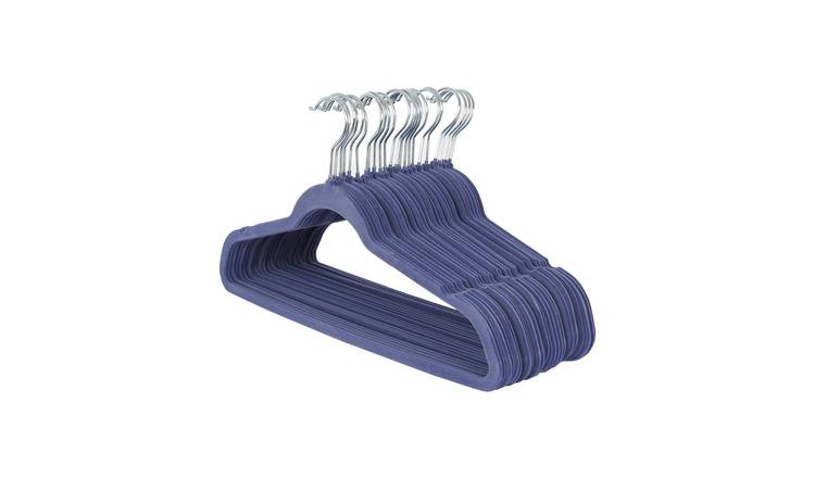 Harbour Housewares Non-Slip Velvet Hangers - 45cm - Blue - Pack of 25