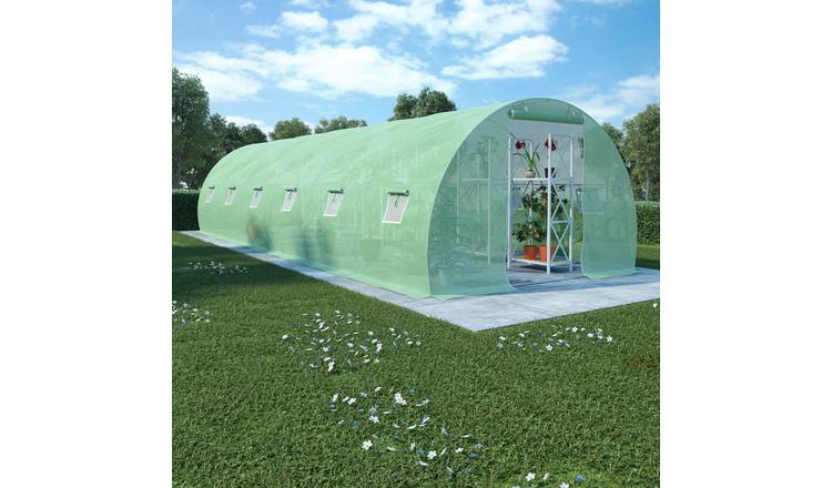 Walplus Galvanised Steel Greenhouse 27m² - Green - 900 x 300 x 200 cm