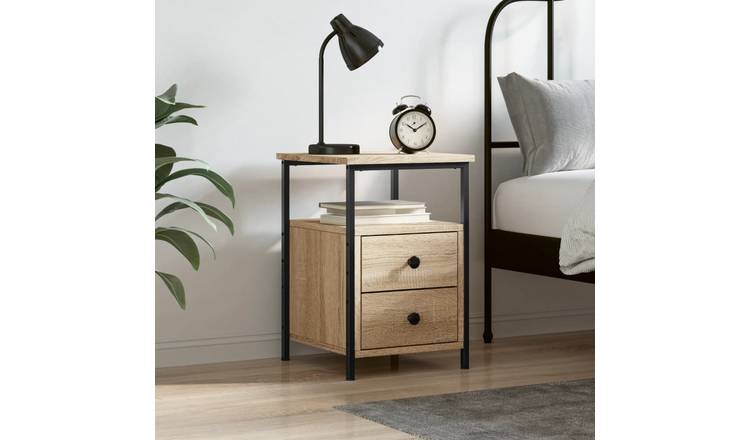 Walplus Engineered Wood Bedside Cabinet - Light Oak - 34 x 35.5 x 50 cm