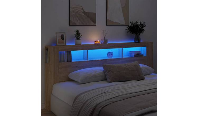 Walplus Engineered Wood LED Headboard - Light Oak - 220 x 18.5 x 103.5 cm