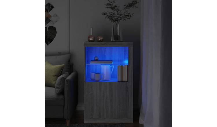 Walplus Engineered Wood Cabinet - Grey and Oak - 60.5 x 37 x 100 cm