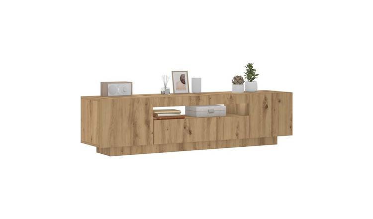 Walplus LED 1 Compartment TV Cabinet - Oak - 160 x 35 x 40 cm