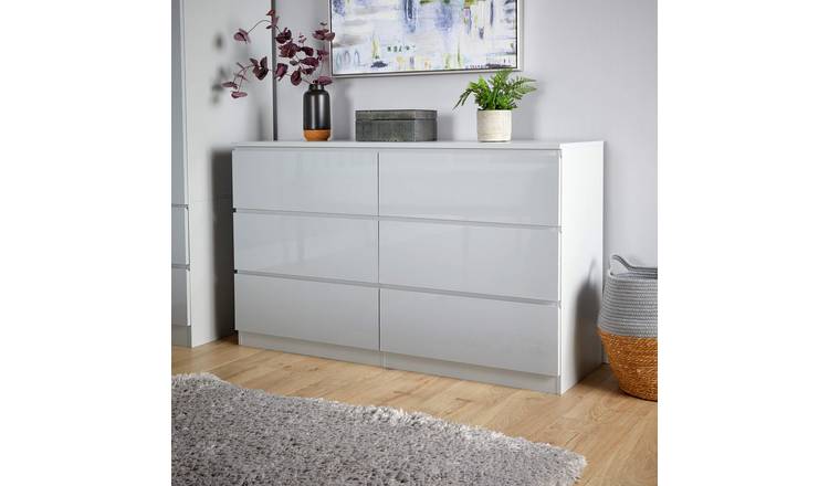 Home Source Lugano 6 Drawer Chest - Grey