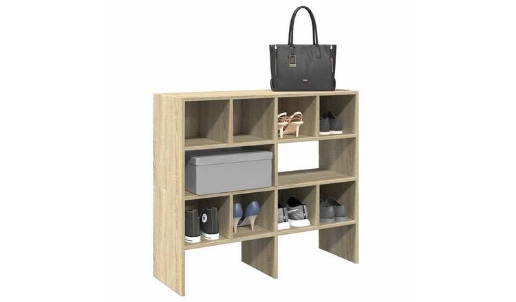 Walplus Pack of 2 Shoe Racks Stackable - Sonoma Oak - 89.5 x 30 x 40 cm