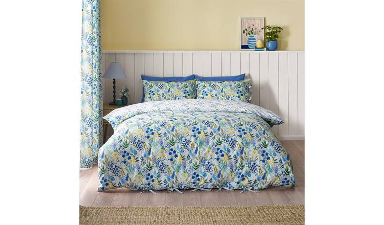 Catherine Lansfield Tilly Floral Duvet Cover Set - Super King - Blue