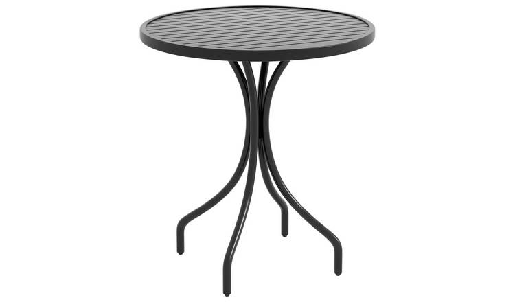 Outsunny Steel Garden Side Table for Balcony and Porch - Black