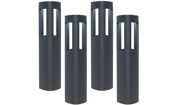 Loops Direct Pack of 4 Tribeca Aluminium LED Outdoor Post Bollard - Grey