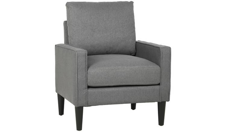 HOMCOM Removable Pillow Linen Accent Chair - Dark Grey
