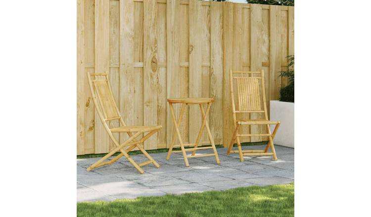 Walplus Bamboo Folding Bistro Set - Natural - 55 x 75 cm