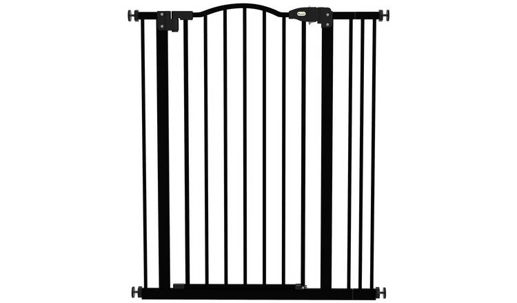 PawHut Pressure Fit Auto Close Dog Stair Gate - 74-87cm x 94cm - Black