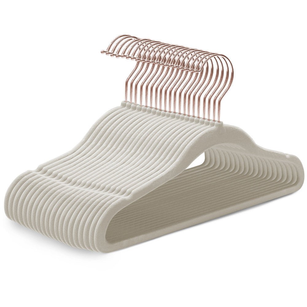 Kidoola Ivory & Rose Gold Children's Velvet Baby Hangers - Pack of 20 - Image 1