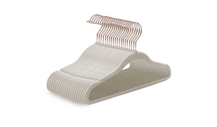 Kidoola Ivory & Rose Gold Children's Velvet Baby Hangers - Pack of 20