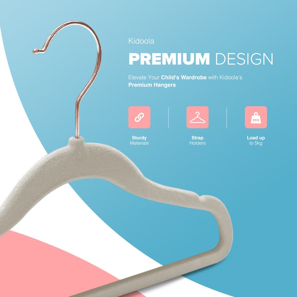 Kidoola Ivory & Rose Gold Children's Velvet Baby Hangers - Pack of 20 - Image 3