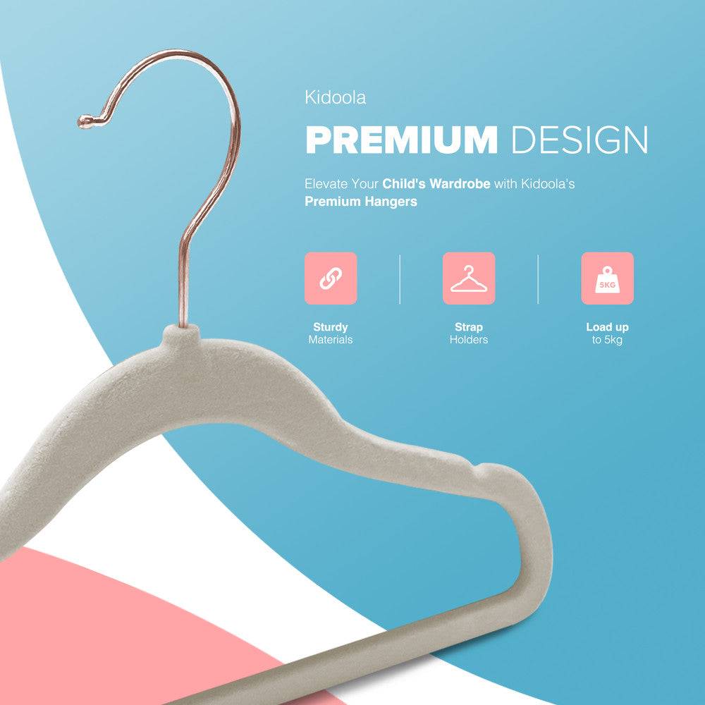 Kidoola Ivory & Rose Gold Children's Velvet Baby Hangers - Pack of 20 - Image 3
