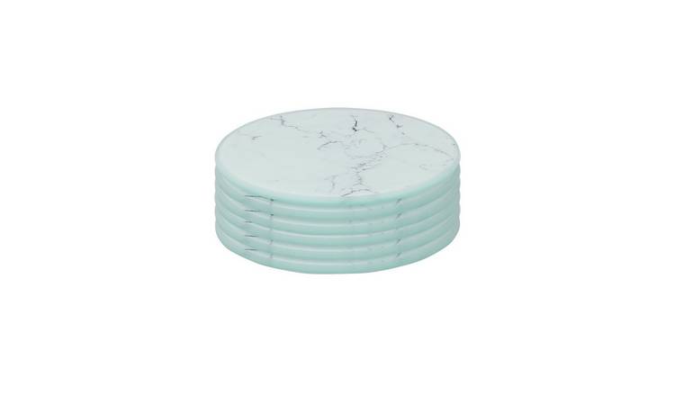 Harbour Housewares Round Glass Coasters - Marble - Pack of 6