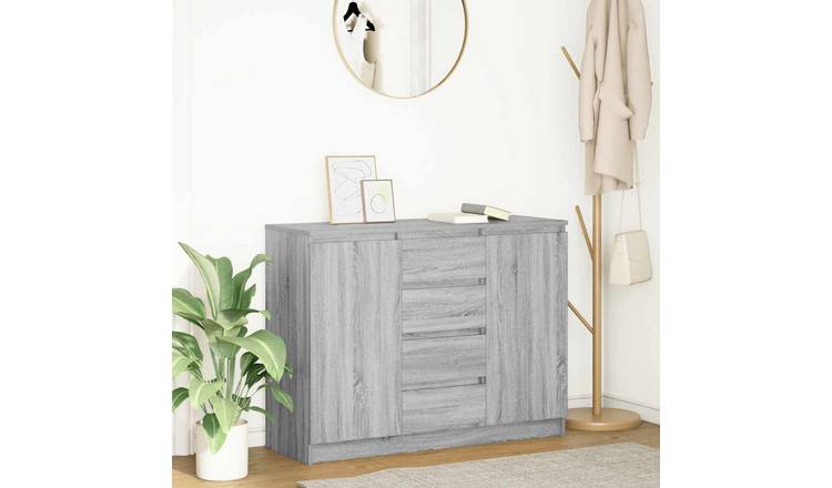 Walplus Engineered Wood Drawer Sideboard - Grey Sonoma - 100.5 x 35 x 76 cm