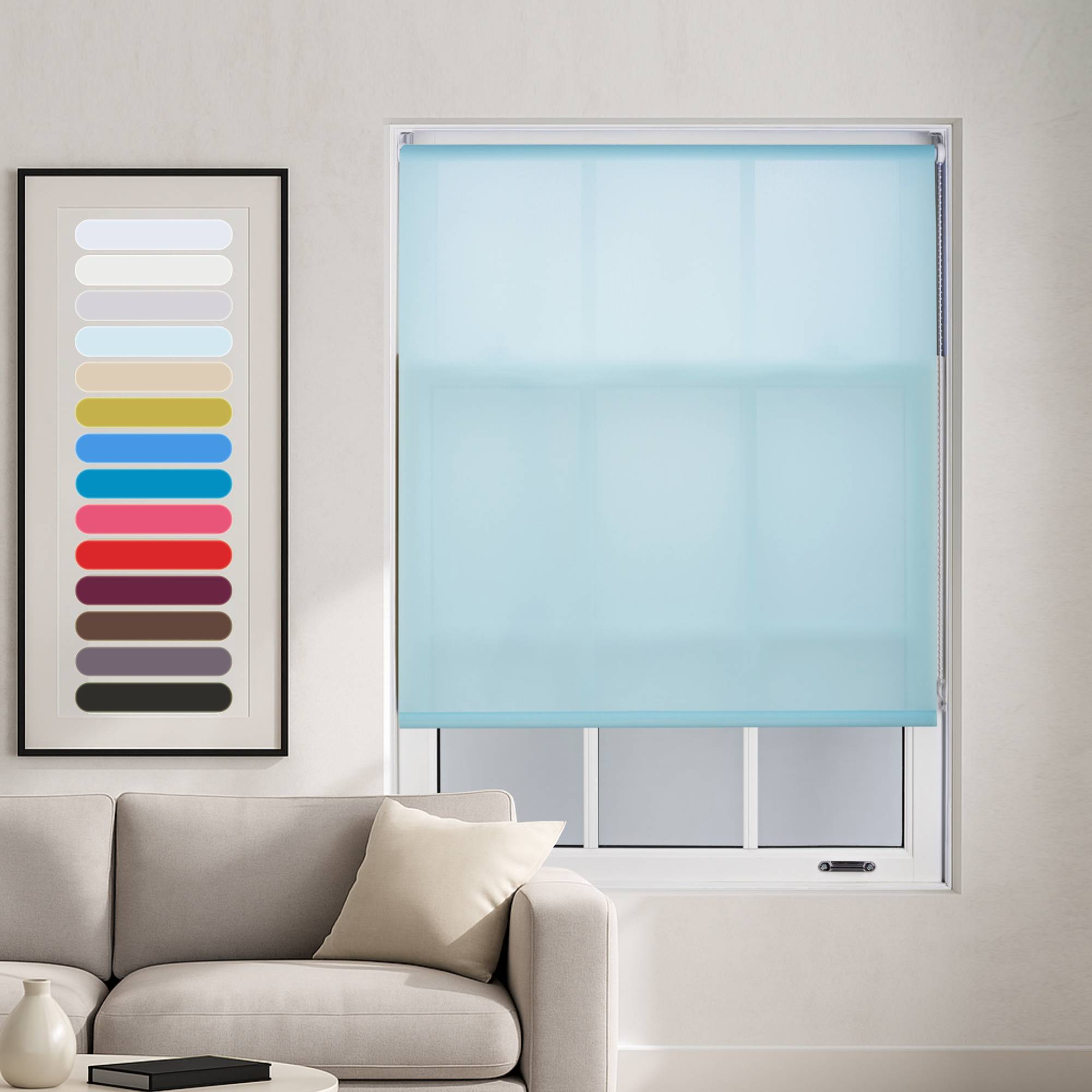Furnished Duck Egg Daylight Roller Blind - 60 x 165cm - Image 1