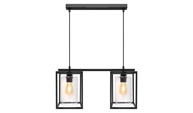 Energy Light Bulbs 2 Light Rectangular Lantern Ceiling Pendant Light - Black