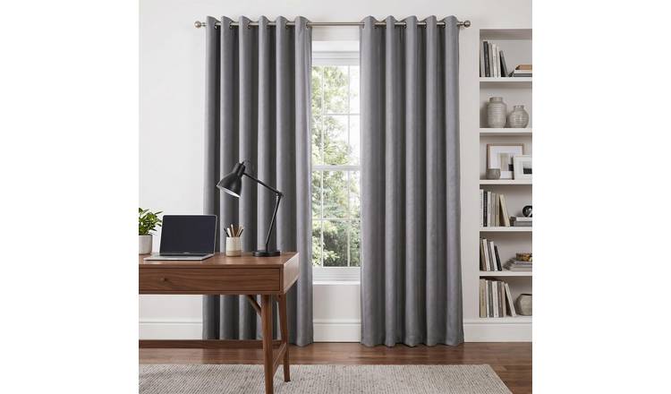 Luxury Living Jacquard Blackout Eyelet Curtains 117cm x 137cm - Silver