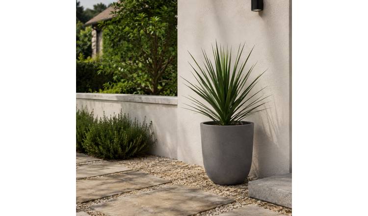 Fargro Home and Garden 26L Polystone Egg Round Plant Pot - Light Grey